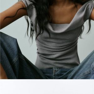 Zara flowy boat neck  , ruched top